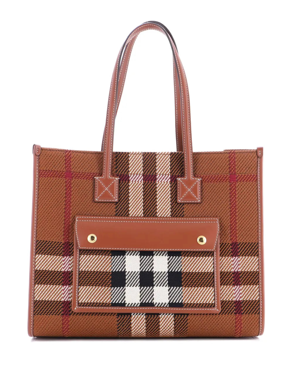 Pre-OwnedBurberry Pre-OwnedFreya Shopping Check Canvas with Leather Small tote bag