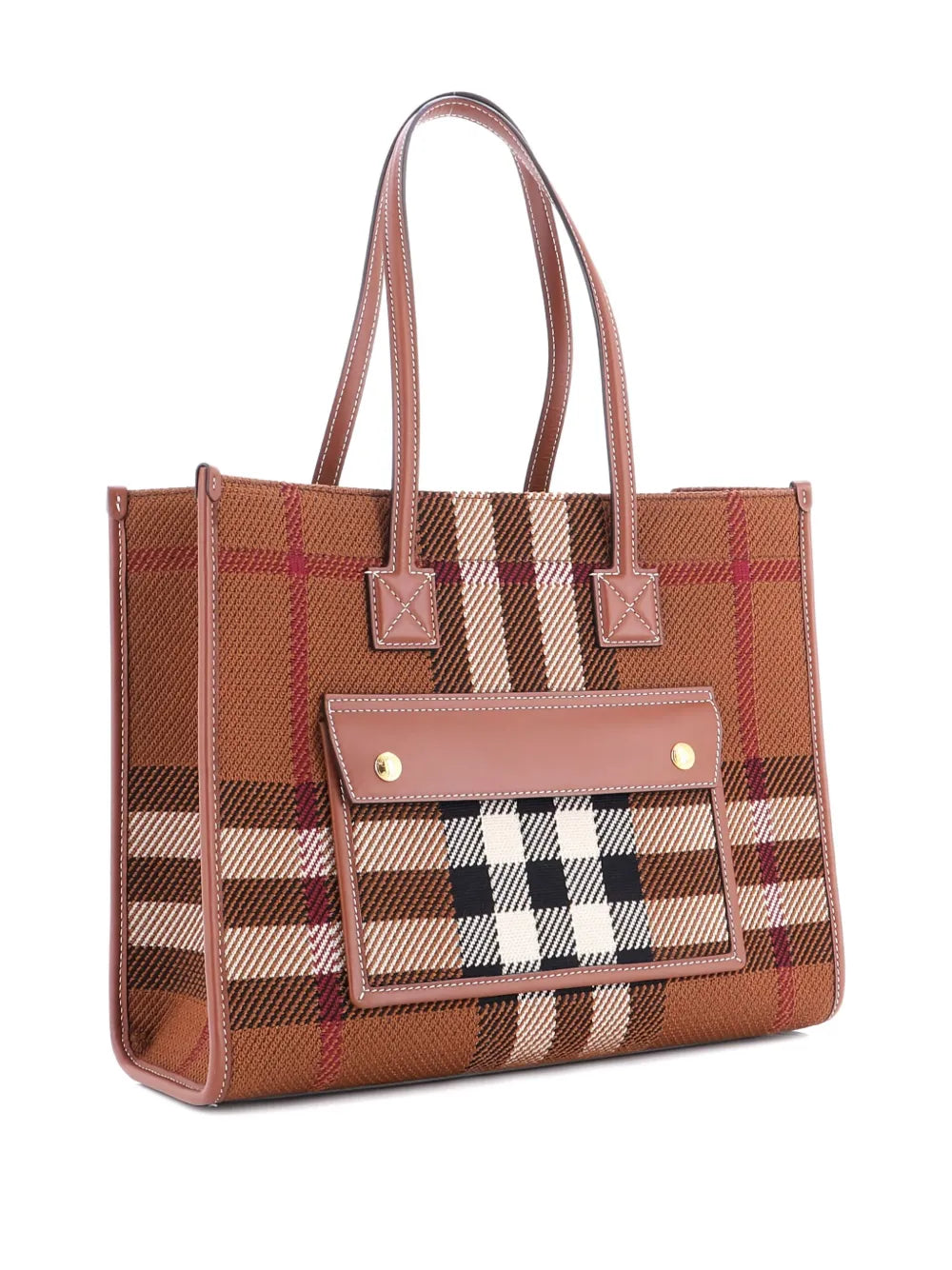 Pre-OwnedBurberry Pre-OwnedFreya Shopping Check Canvas with Leather Small tote bag