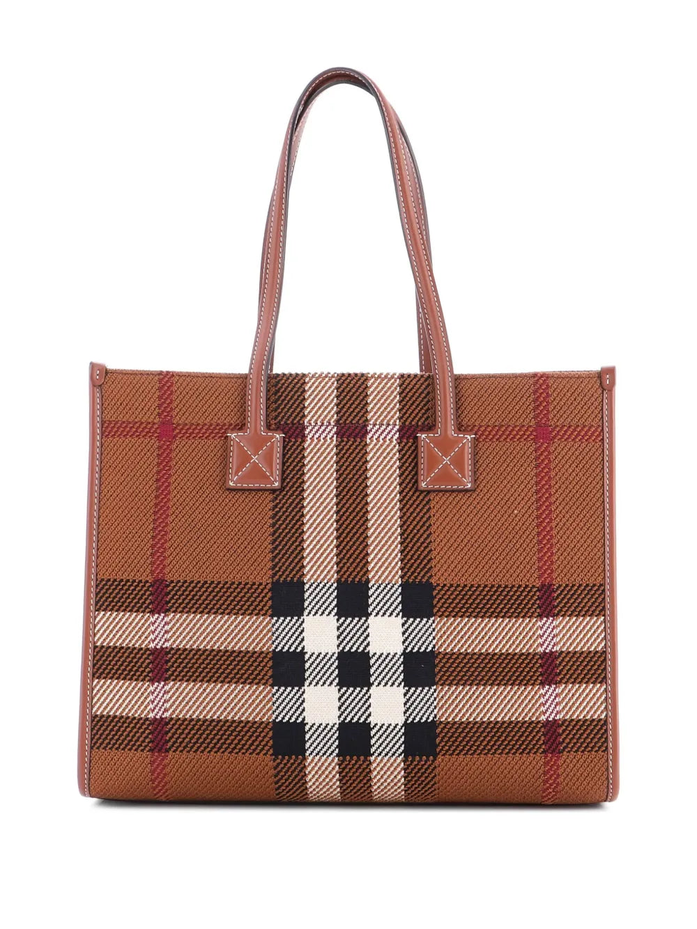 Pre-OwnedBurberry Pre-OwnedFreya Shopping Check Canvas with Leather Small tote bag