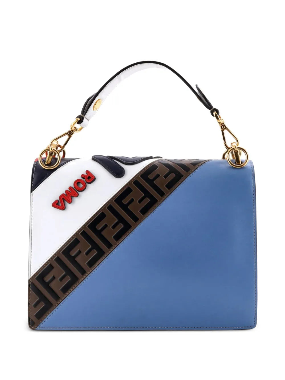 Pre-OwnedFendi Pre-OwnedMania Logo Kan I Bag Inlaid Leather Medium shoulder bag