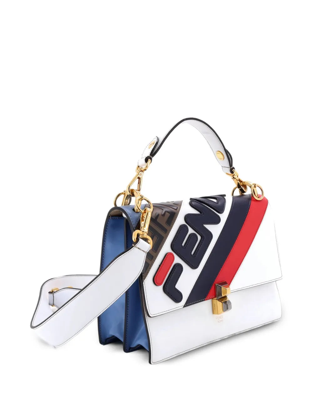 Pre-OwnedFendi Pre-OwnedMania Logo Kan I Bag Inlaid Leather Medium shoulder bag