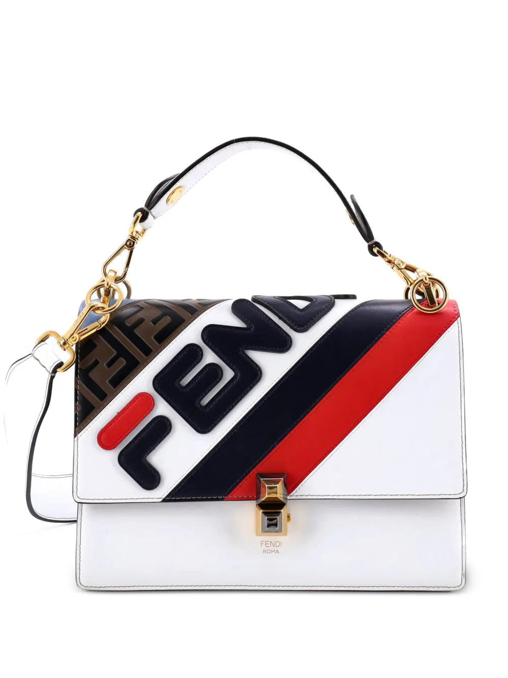 Pre-OwnedFendi Pre-OwnedMania Logo Kan I Bag Inlaid Leather Medium shoulder bag