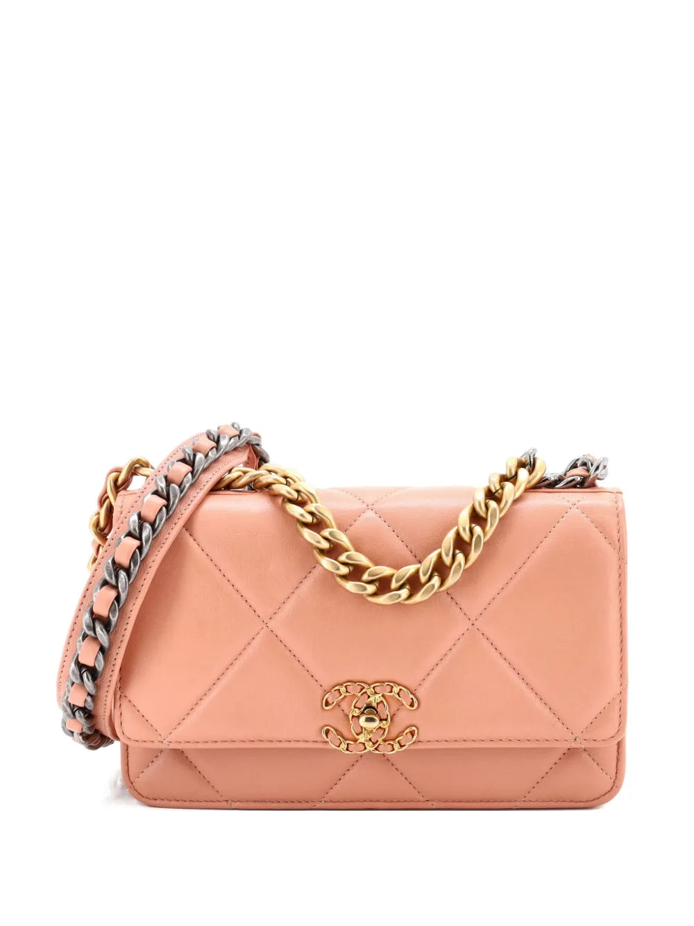 Pre-OwnedCHANEL Pre-Owned19 Wallet on Chain Quilted Lambskin crossbody bag