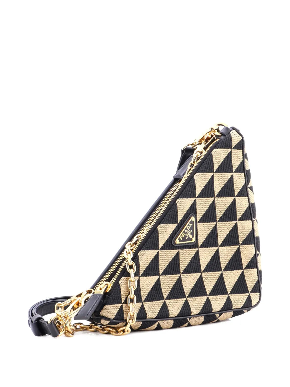 Pre-OwnedPrada Pre-OwnedDouble Symbole Triangle Bag Leather and Jacquard Mini shoulder bag