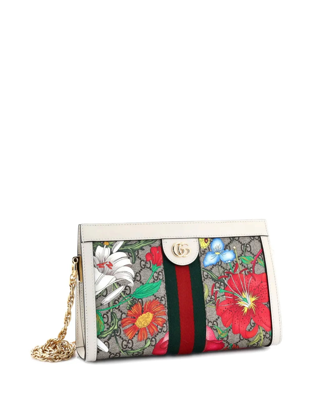 Pre-OwnedGucci Pre-OwnedOphidia Chain Shoulder Bag Flora GG Coated Canvas Small crossbody bag