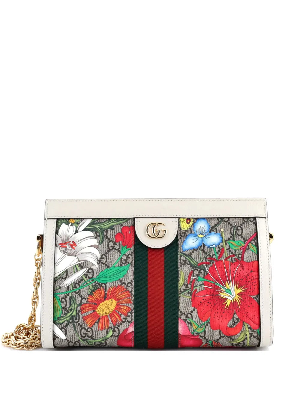 Pre-OwnedGucci Pre-OwnedOphidia Chain Shoulder Bag Flora GG Coated Canvas Small crossbody bag