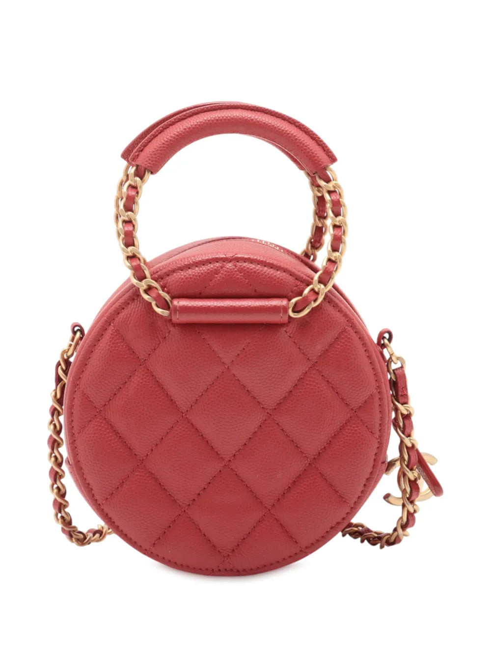 Pre-OwnedCHANEL Pre-Owned2019 Quilted Caviar Round Woven Chain Top Handle Bag satchel