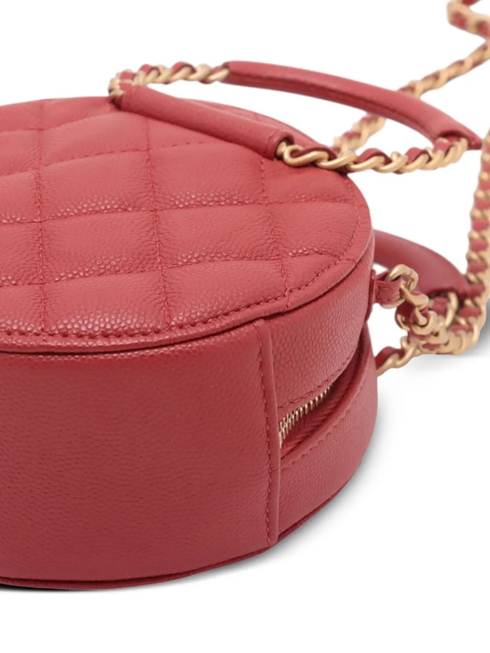 Pre-OwnedCHANEL Pre-Owned2019 Quilted Caviar Round Woven Chain Top Handle Bag satchel