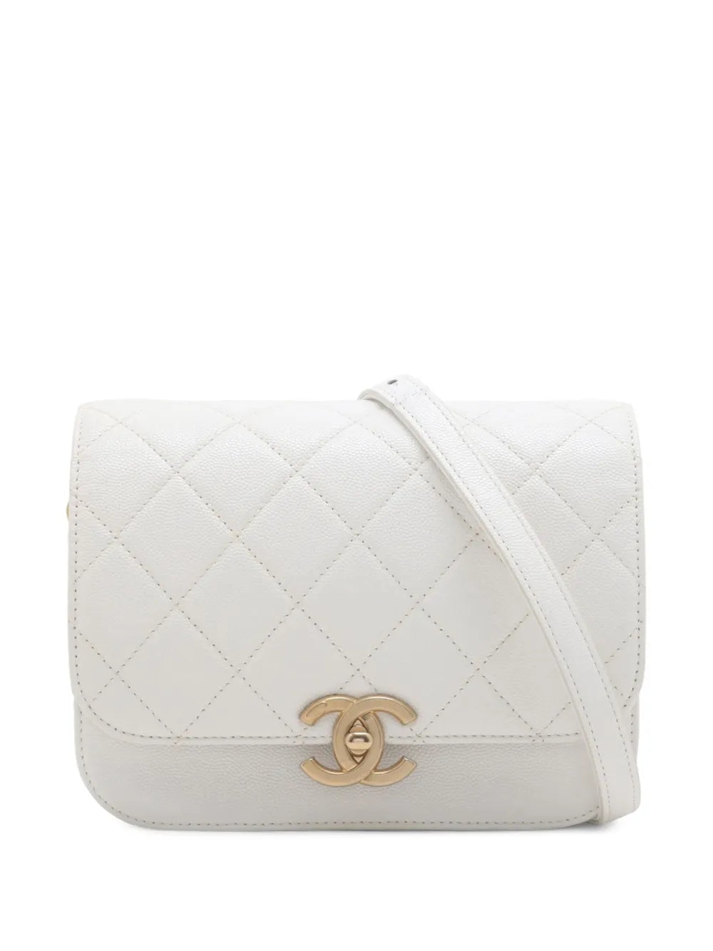 Pre-OwnedCHANEL Pre-Owned2021-2025 CC Quilted Caviar Flap crossbody bag