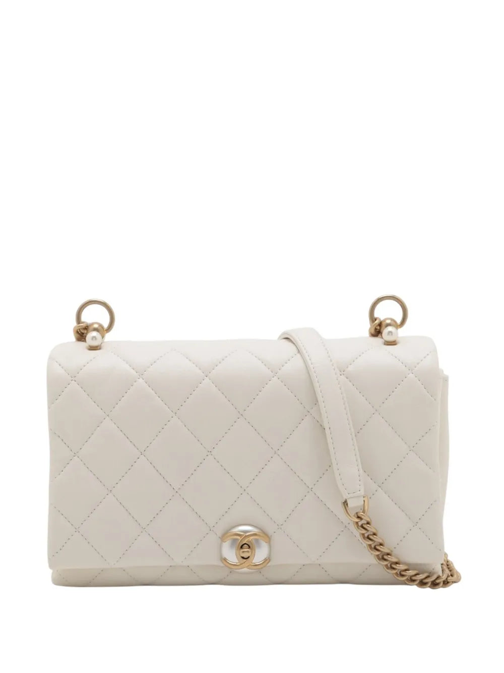 Pre-OwnedCHANEL Pre-Owned2019 Small Quilted Calfskin Pearl CC Accordion Flap crossbody bag