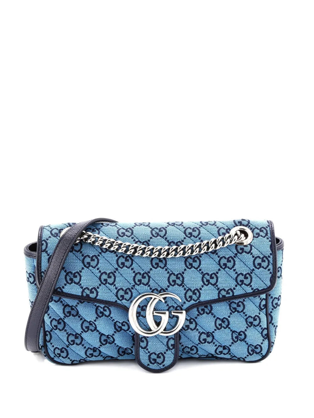 Pre-OwnedGucci Pre-OwnedGG Marmont Flap Bag Diagonal Quilted GG Canvas with Leather Small shoulder bag