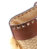 Pre-OwnedValentino Garavani Pre-OwnedRockstud Shopping Raffia with Leather Large tote bag