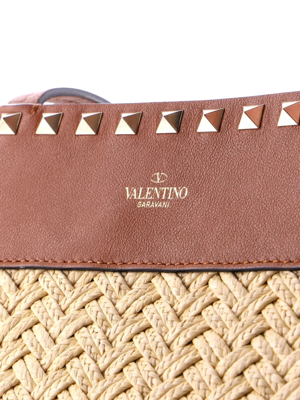 Pre-OwnedValentino Garavani Pre-OwnedRockstud Shopping Raffia with Leather Large tote bag
