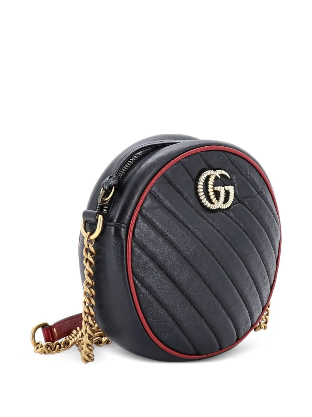 Pre-OwnedGucci Pre-OwnedGG Marmont Round Shoulder Bag Diagonal Quilted Leather Mini crossbody bag