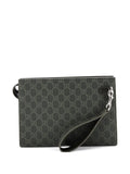 Pre-OwnedGucci Pre-OwnedWristlet Pouch Bicolor GG Coated Canvas and Leather Small clutch bag