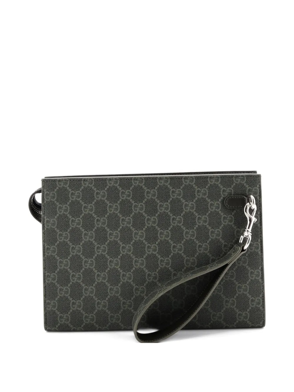 Pre-OwnedGucci Pre-OwnedWristlet Pouch Bicolor GG Coated Canvas and Leather Small clutch bag