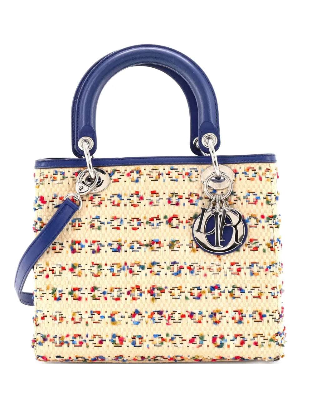 Pre-OwnedChristian Dior Pre-OwnedLady Dior Bag Woven Raffia with Tweed and Leather Medium tote bag
