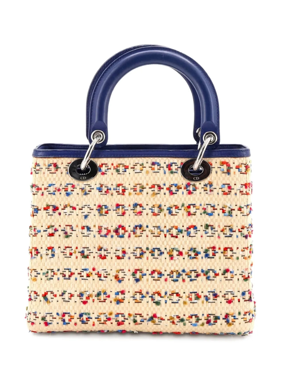 Pre-OwnedChristian Dior Pre-OwnedLady Dior Bag Woven Raffia with Tweed and Leather Medium tote bag