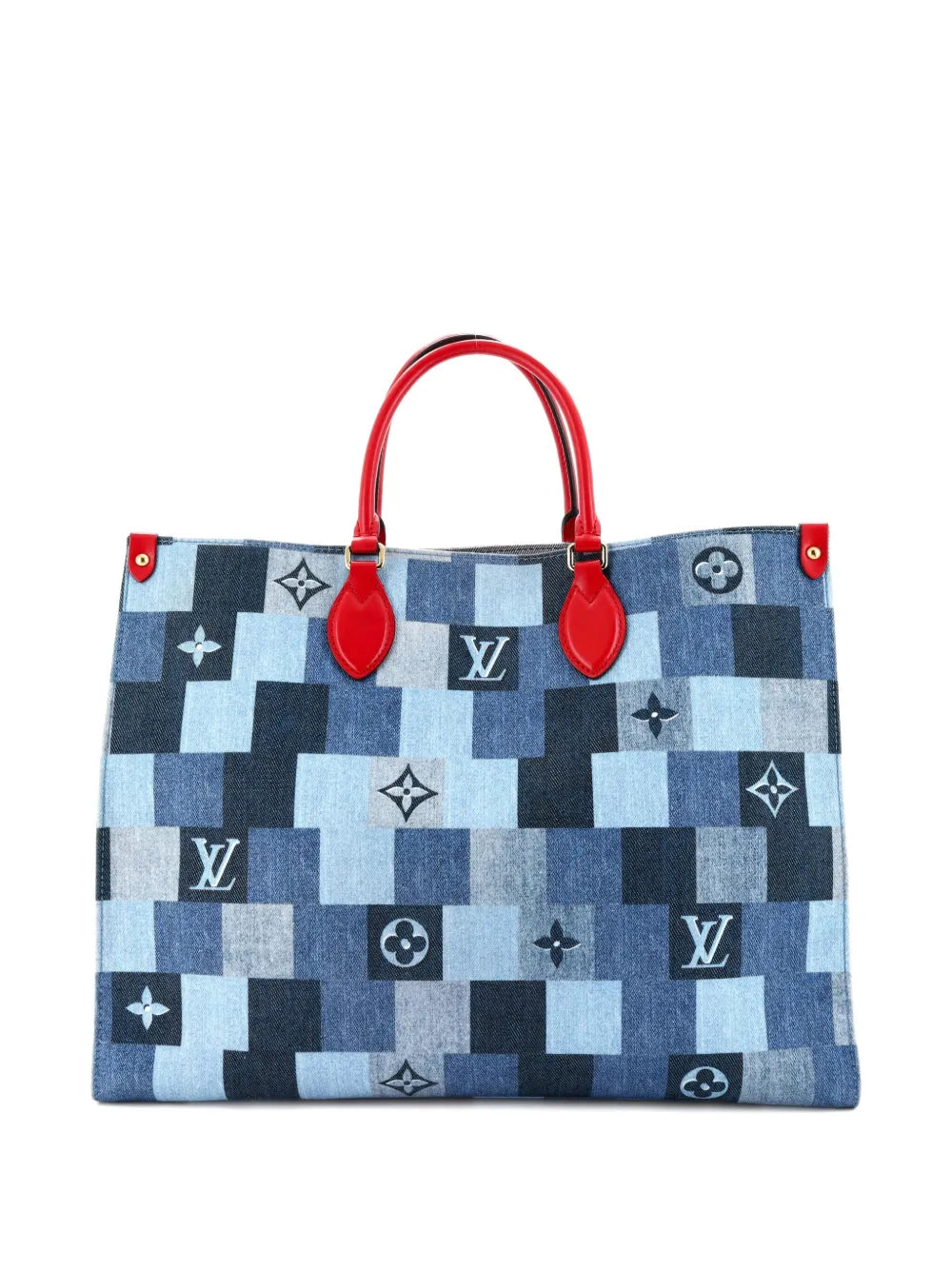 Pre-OwnedLouis Vuitton Pre-OwnedOnTheGo Damier and Monogram Patchwork Denim GM tote bag