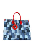 Pre-OwnedLouis Vuitton Pre-OwnedOnTheGo Damier and Monogram Patchwork Denim GM tote bag