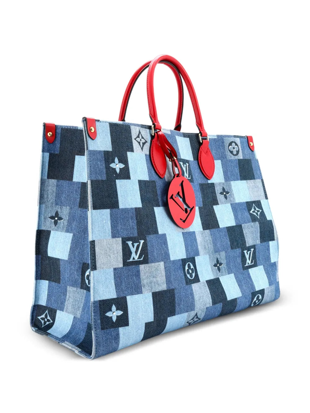 Pre-OwnedLouis Vuitton Pre-OwnedOnTheGo Damier and Monogram Patchwork Denim GM tote bag