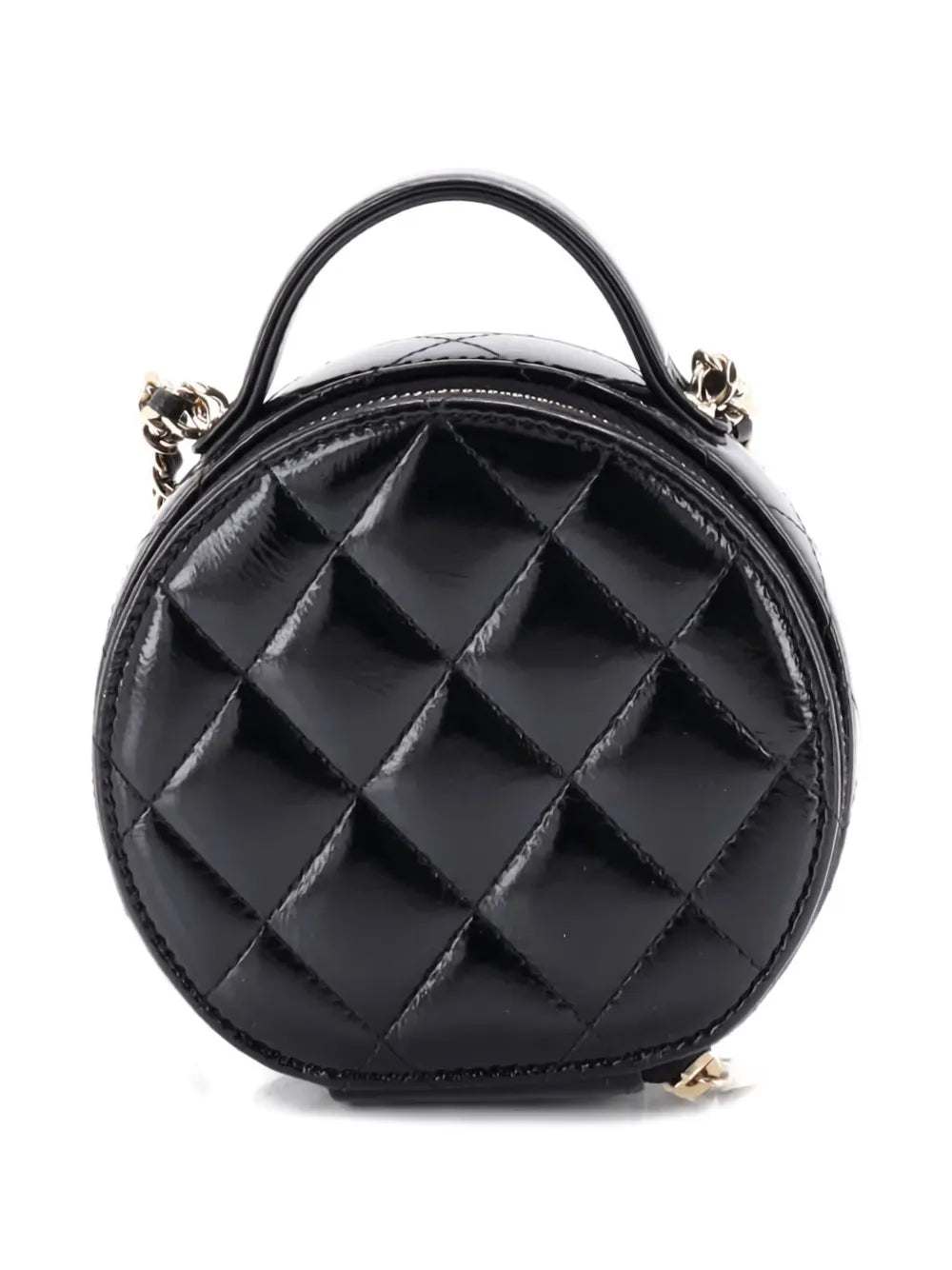 Pre-OwnedCHANEL Pre-OwnedHandle with Care Round Vanity Case with Chain Quilted Lambskin Small crossbody bag