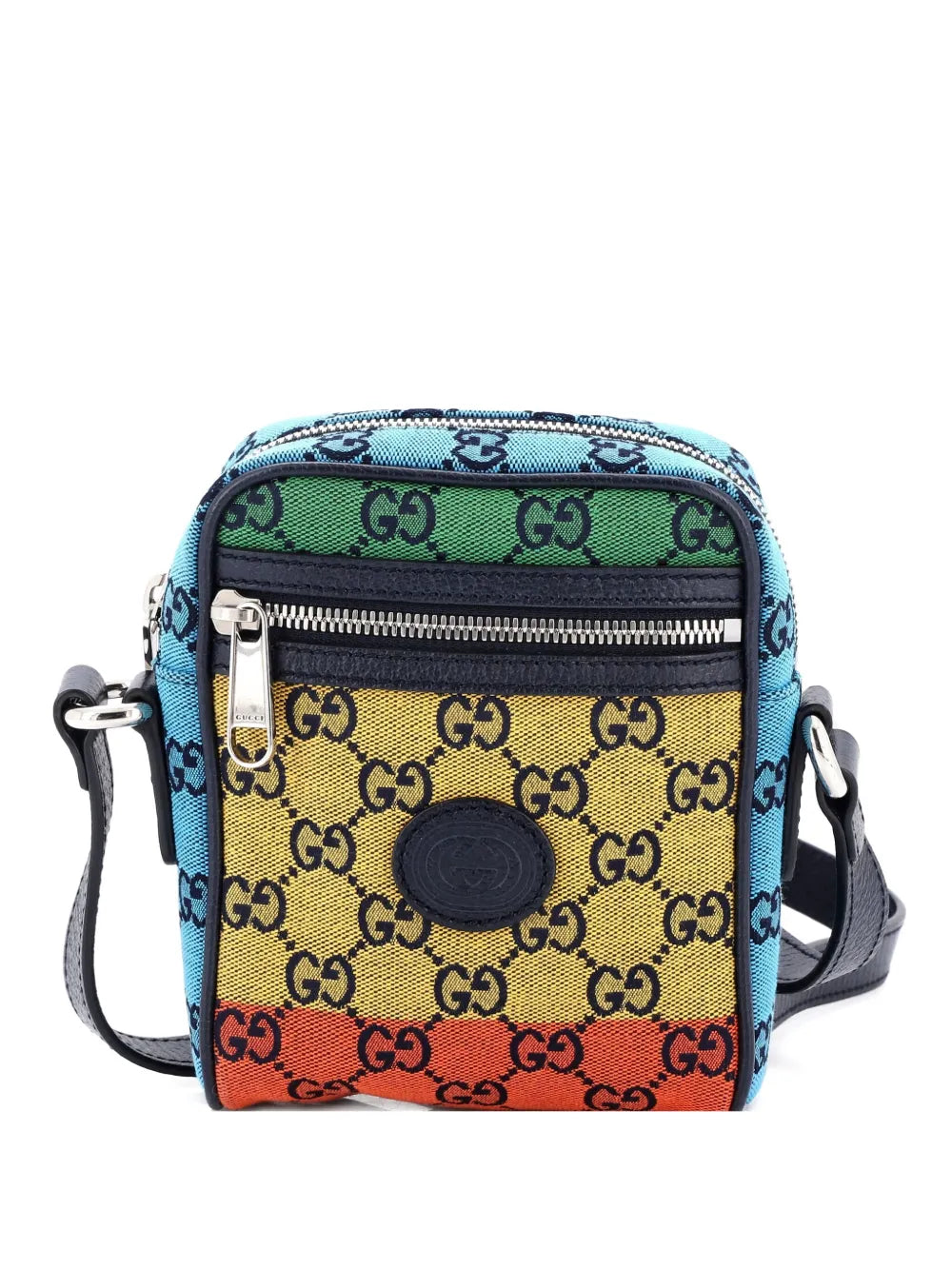 Pre-OwnedGucci Pre-OwnedInterlocking G Patch Zip Messenger Bag Multicolor GG Canvas Mini crossbody bag