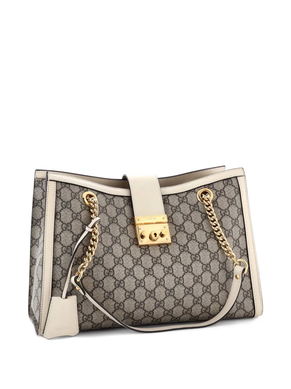 Pre-OwnedGucci Pre-OwnedPadlock Chain GG Coated Canvas with Leather Medium tote bag