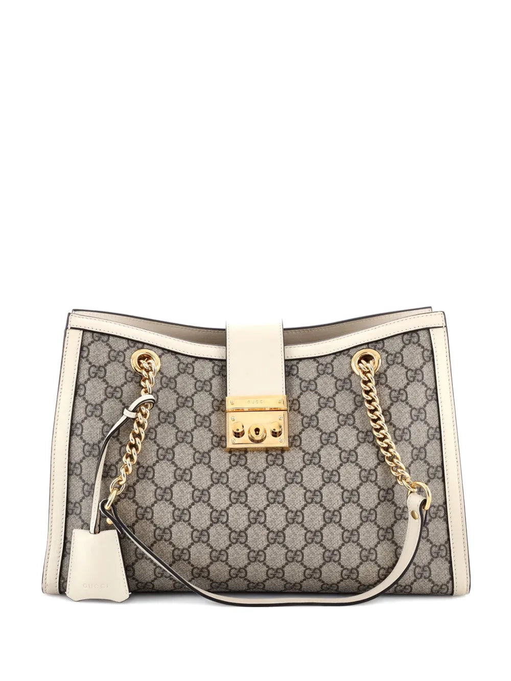 Pre-OwnedGucci Pre-OwnedPadlock Chain GG Coated Canvas with Leather Medium tote bag