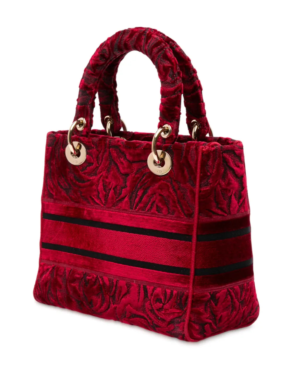 Pre-OwnedChristian Dior Pre-Owned2021 Medium Embroidered Velvet Roses Lady D Lite satchel