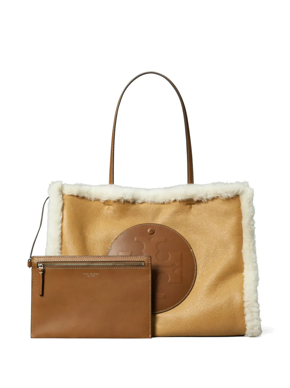 New SeasonTory BurchElla shearling logo tote bag