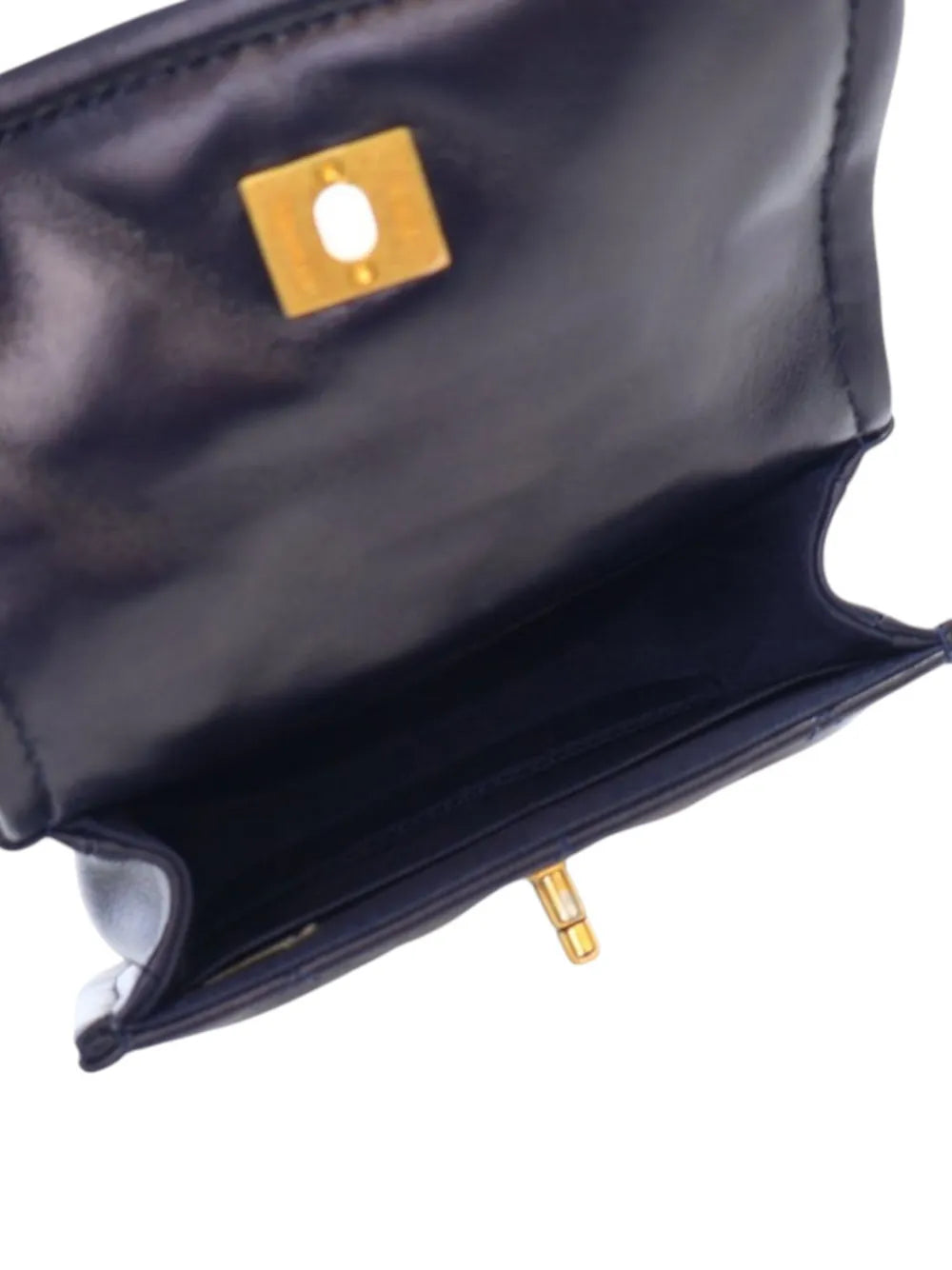 Pre-OwnedCHANEL Pre-Owned2020 Mini Quilted Shiny Lambskin Button On Top Flap satchel