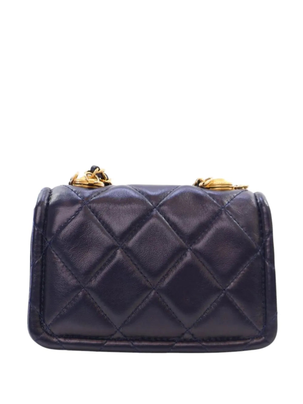 Pre-OwnedCHANEL Pre-Owned2020 Mini Quilted Shiny Lambskin Button On Top Flap satchel