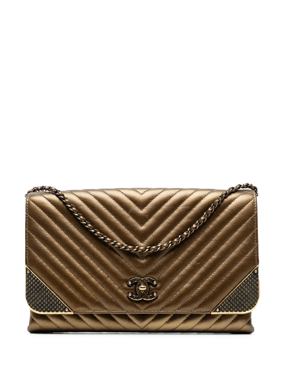 Pre-OwnedCHANEL Pre-Owned2018-2019 Calfskin Chevron Rock The Corner Flap shoulder bag