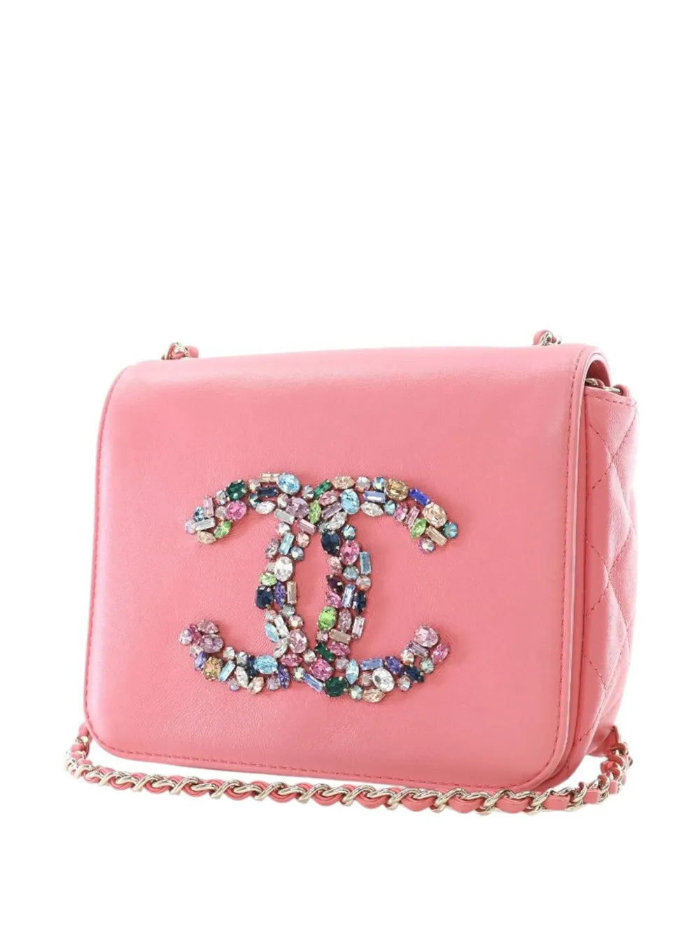 Pre-OwnedCHANEL Pre-Owned2021 Mini Lambskin Giant Crystal CC Flap crossbody bag