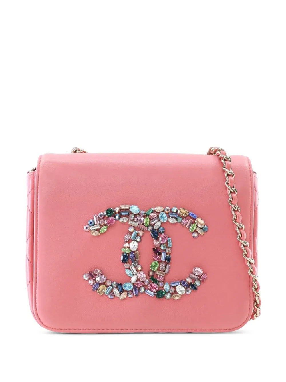 Pre-OwnedCHANEL Pre-Owned2021 Mini Lambskin Giant Crystal CC Flap crossbody bag