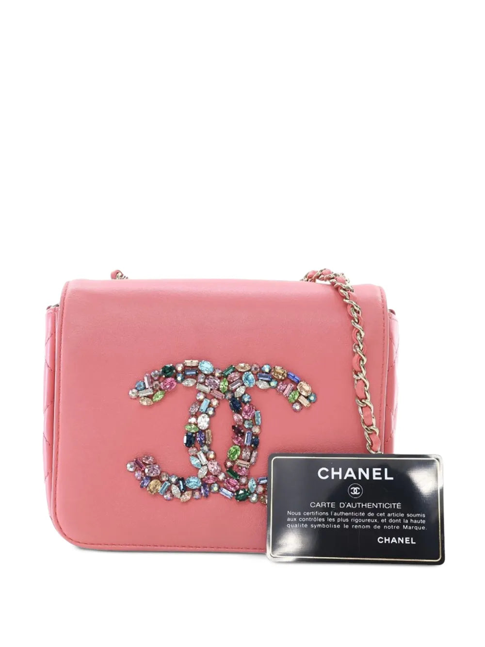Pre-OwnedCHANEL Pre-Owned2021 Mini Lambskin Giant Crystal CC Flap crossbody bag