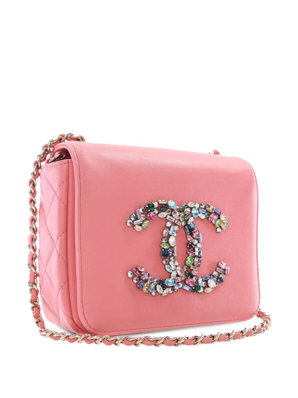 Pre-OwnedCHANEL Pre-Owned2021 Mini Lambskin Giant Crystal CC Flap crossbody bag