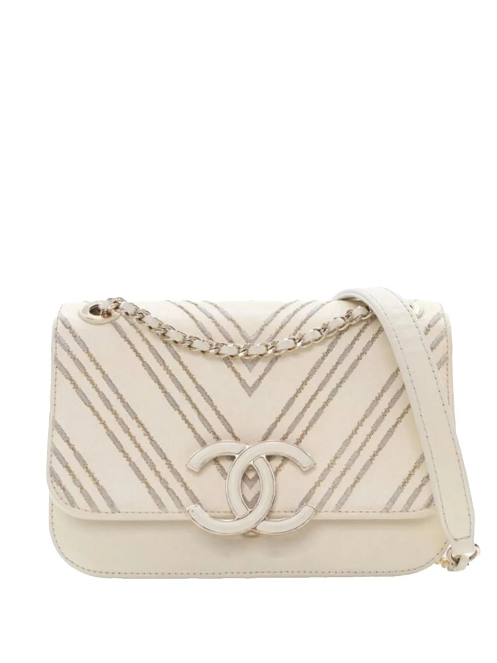 Pre-OwnedCHANEL Pre-Owned2017-2018 Small CC Chevron Sheepskin Subtle Flap crossbody bag