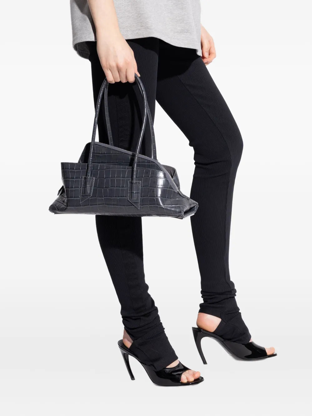 New SeasonThe Atticosmall La Passeggiata croc-embossed zip tote bag