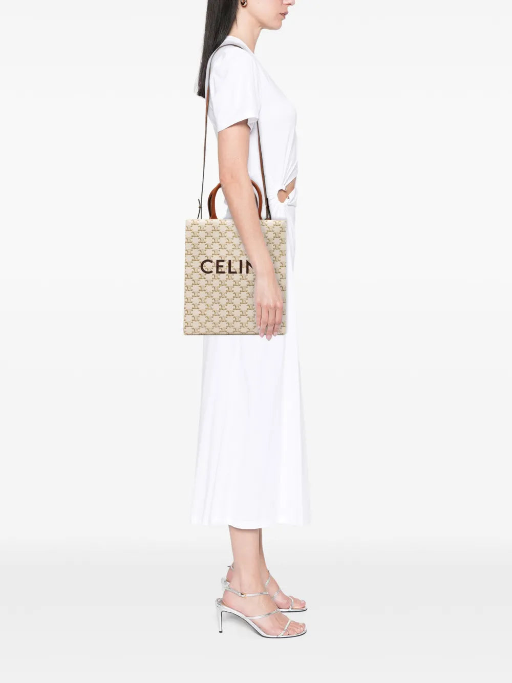 Pre-OwnedCeline Pre-Owned2000-2025 Small Triomphe Coated Canvas Vertical Cabas satchel