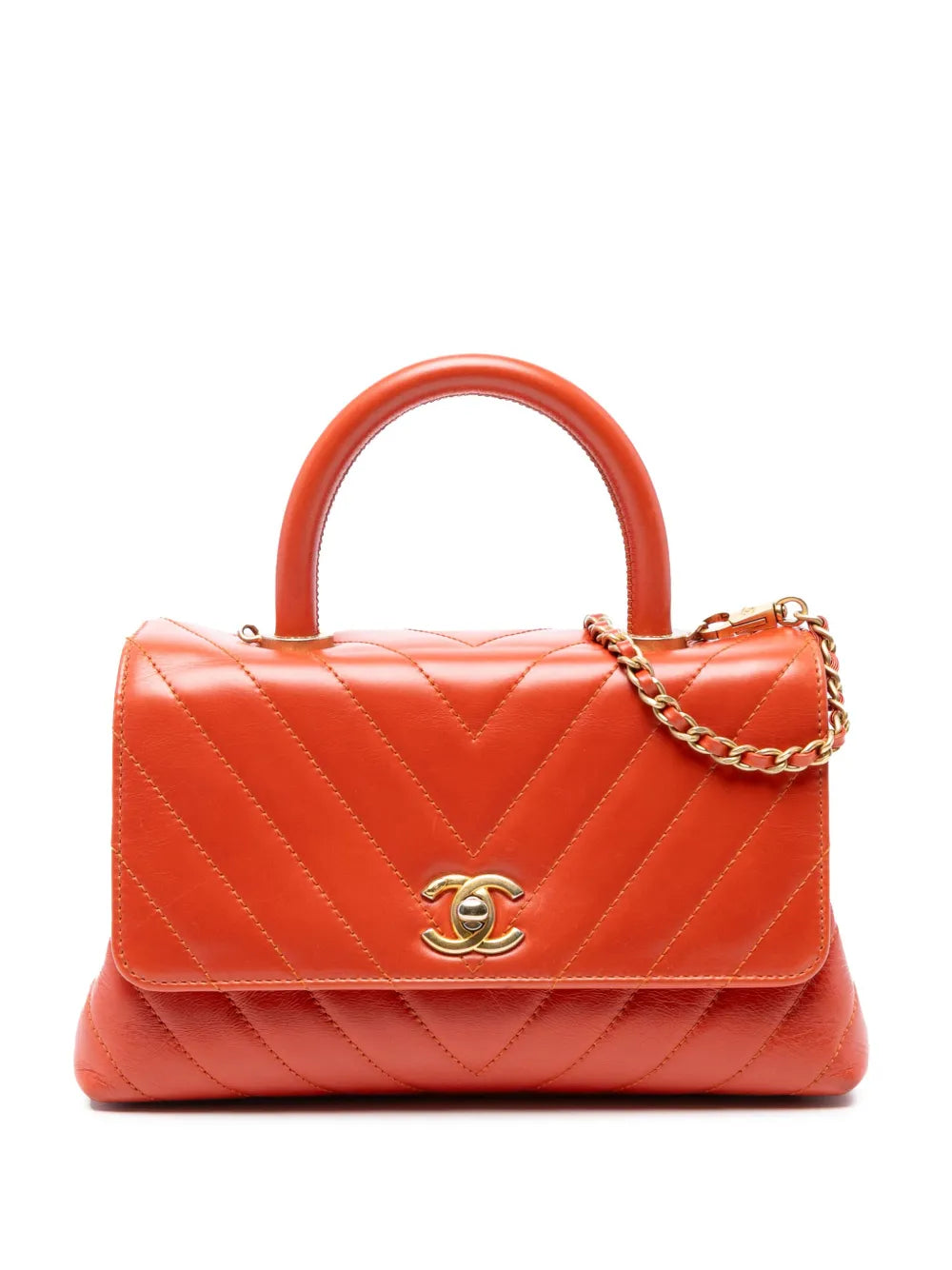 Pre-OwnedCHANEL Pre-Owned2017-2018 Mini Chevron Lambskin Coco Top Handle Bag satchel