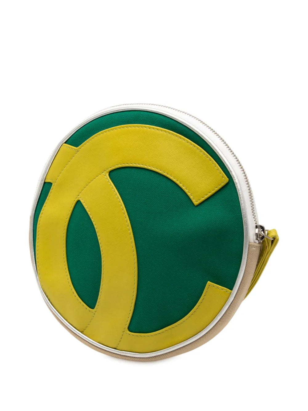Pre-OwnedCHANEL Pre-Owned2003-2004 CC Canvas and Metallic Calfskin No. 5 Wristlet Pouch clutch bag