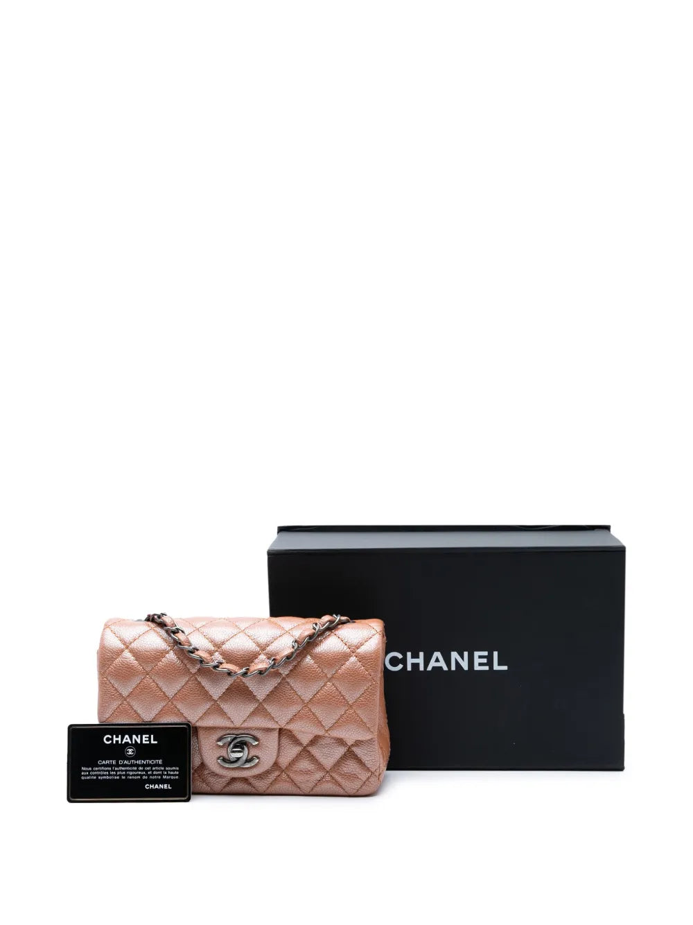 Pre-OwnedCHANEL Pre-Owned2014-2015 Mini Rectangular Classic Metallic Caviar Single Flap crossbody bag
