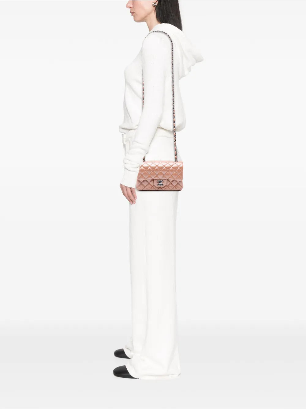 Pre-OwnedCHANEL Pre-Owned2014-2015 Mini Rectangular Classic Metallic Caviar Single Flap crossbody bag