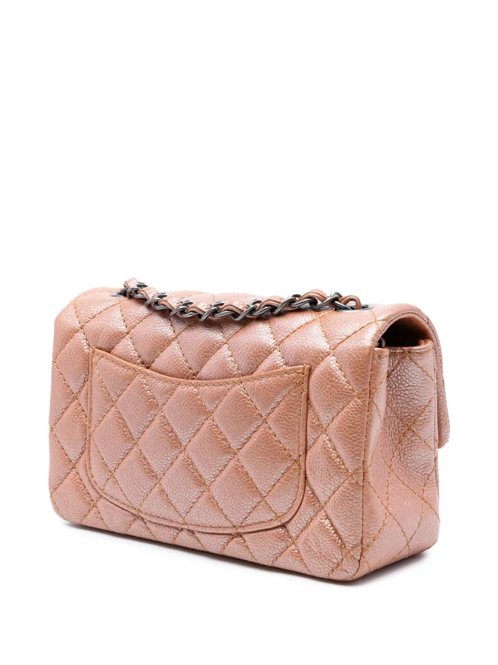 Pre-OwnedCHANEL Pre-Owned2014-2015 Mini Rectangular Classic Metallic Caviar Single Flap crossbody bag