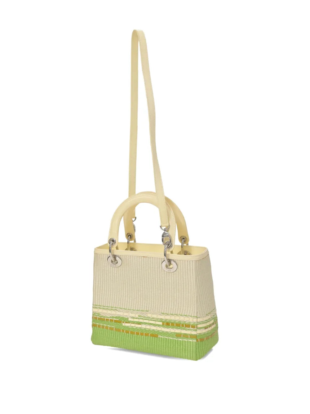 Pre-OwnedChristian Dior Pre-Ownedmedium Lady Dior raffia-charm tote bag