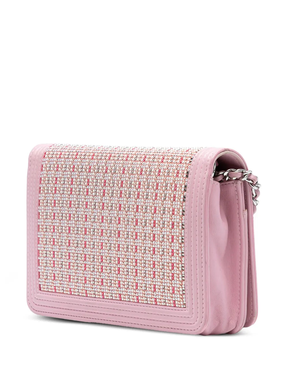 Pre-OwnedCHANEL Pre-Owned2016-2017 Calfskin Crystal Studded Boy Wallet on Chain crossbody bag