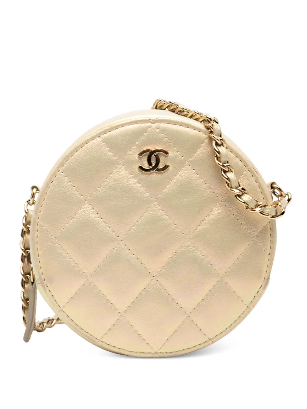 Pre-OwnedCHANEL Pre-Owned2020 Quilted Iridescent Lambskin Round Clutch With Chain crossbody bag
