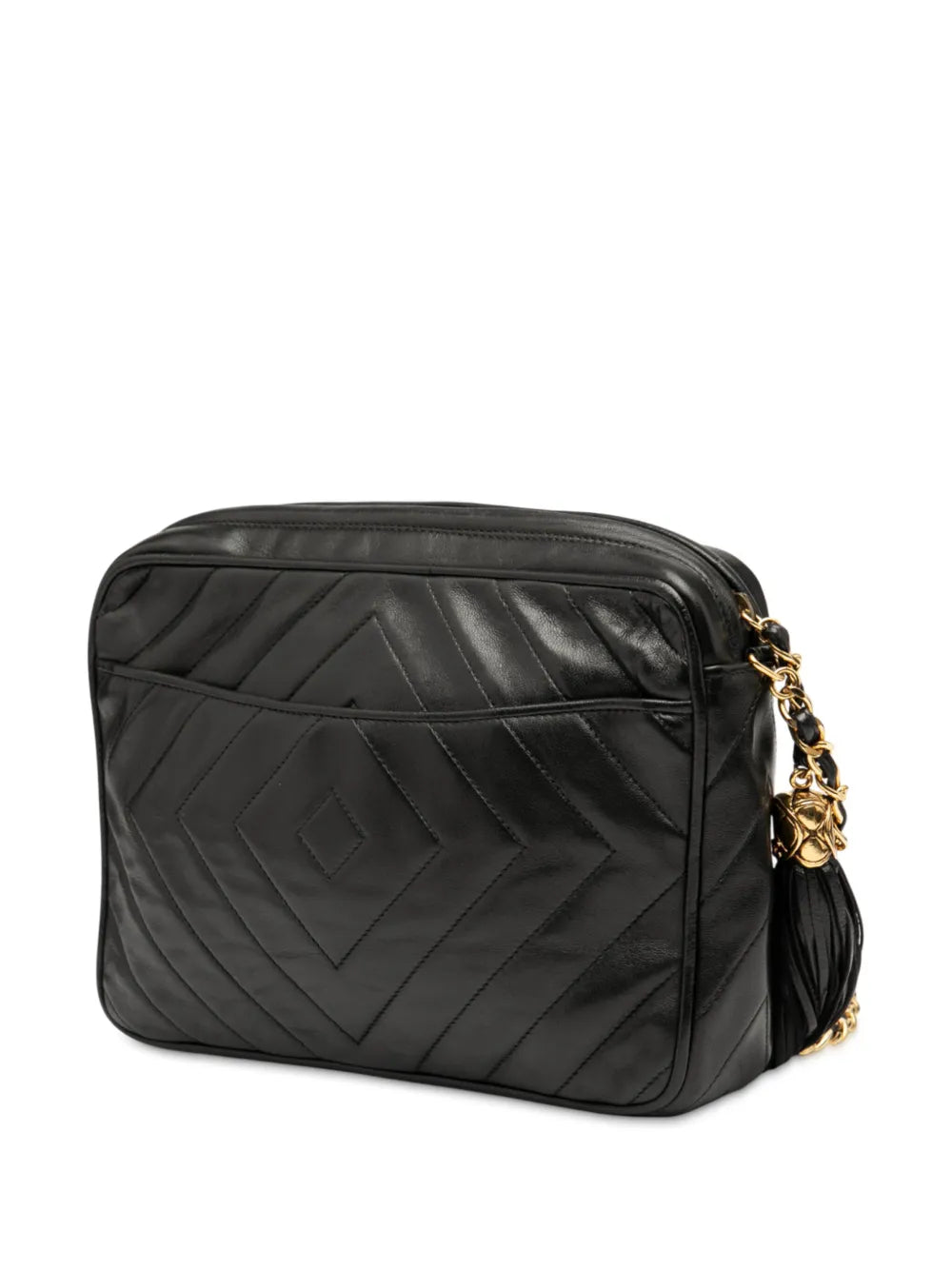 Pre-OwnedCHANEL Pre-Owned1989-1991 CC Chevron Quilted Lambskin Tassel Camera Case crossbody bag